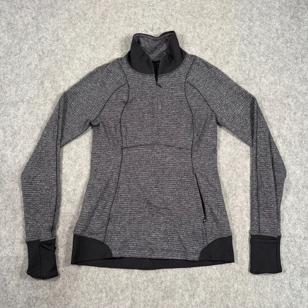 Lululemon Athletica Heathered Black Runderful 1/2 Zip Jacket Women's Size 8